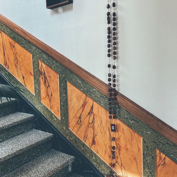 Large brown rosary with black cross