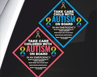 Autismus Auto Aufkleber, autistisches Kind an Bord, autistischer  Erwachsener, medizinische Warnung, Vinyl-Aufkleber - .de