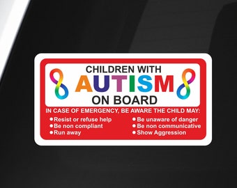 Children/Child With Autism On Board | Printed Sticker | Autism Awareness | Autism Car Sticker | Autism On Board Sign |