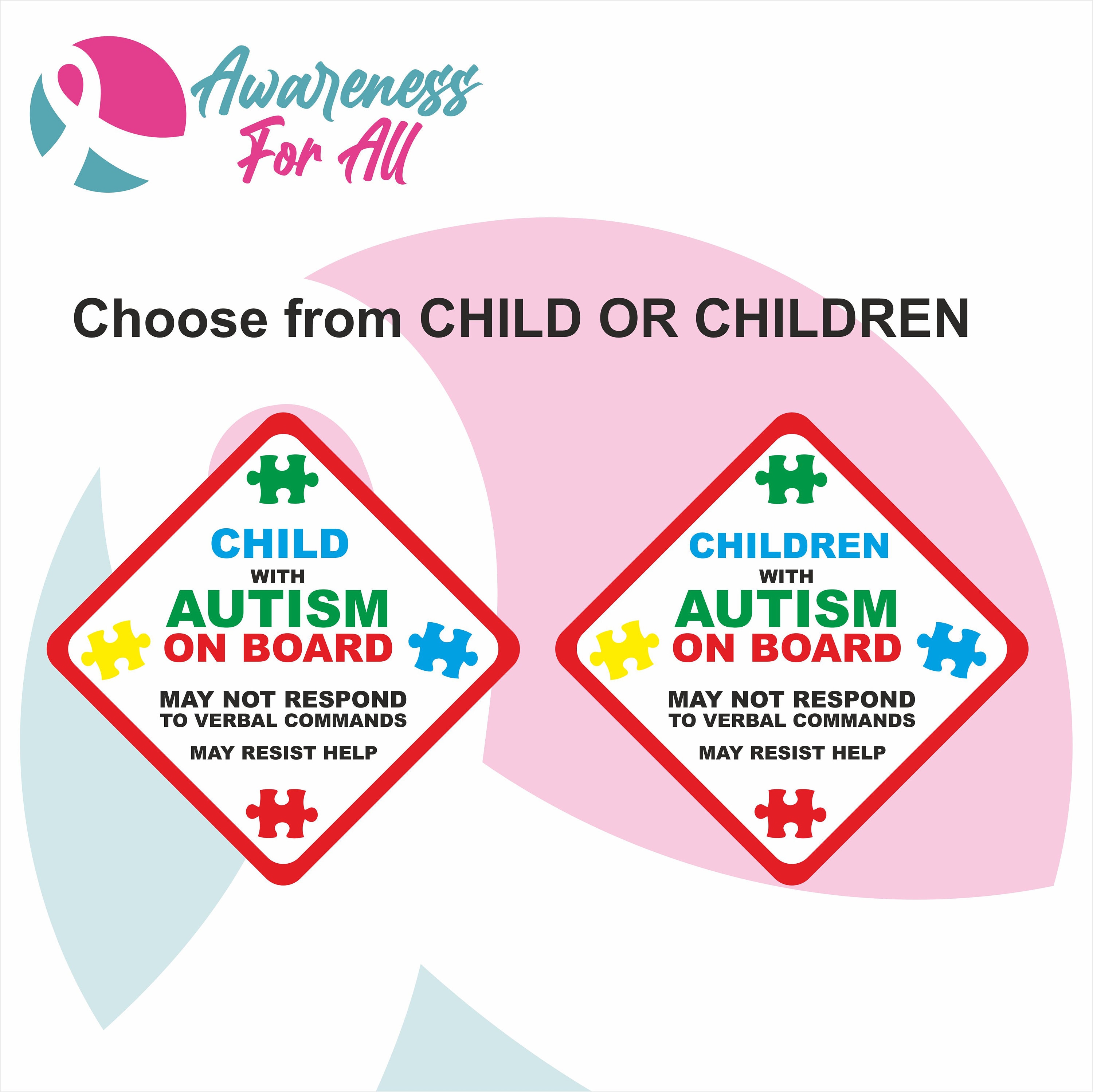 Autism Awareness Car Sticker: Child on Board Printed Vinyl Decal - Etsy