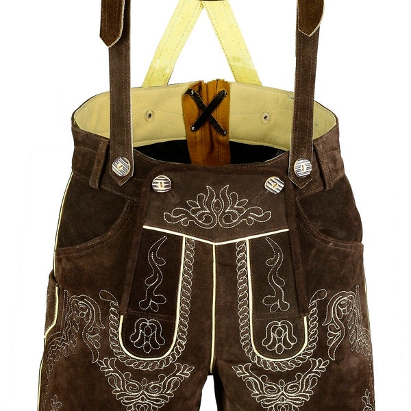 Oktoberfest Lederhosen Men Costumes Authentic German Bavarian Authentic Suede Brown Leather Bavarian Oktoberfest Men Trachten