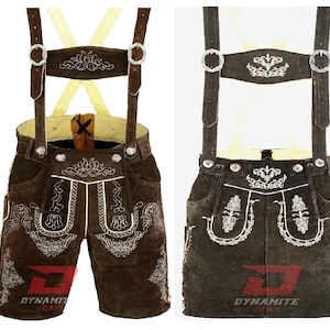 Pantalones cortos de ante para hombre, estilo Lederhosen, estilo Oktoberfest bávaro.