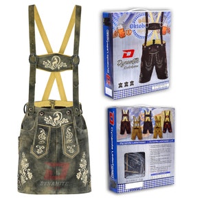 Women Oktoberfest LEDERHOSEN Skirts German Traditional Real Leather Skirts With Matching Suspenders German Girls Bavarian Skirts