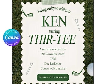 30th Birthday Golf Invitation | Country Club Party Invite (Digital Download)