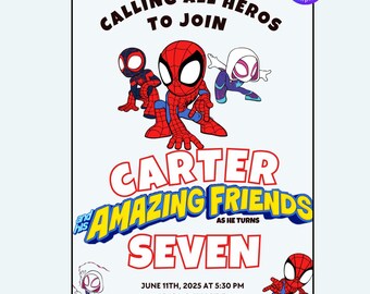 Spidey and Friends Birthday Invitation | Superhero Party, Editable (Digital Download)