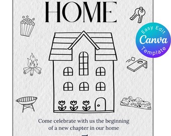 Minimalist Housewarming Invitation: Editable Canva Template (Digital)