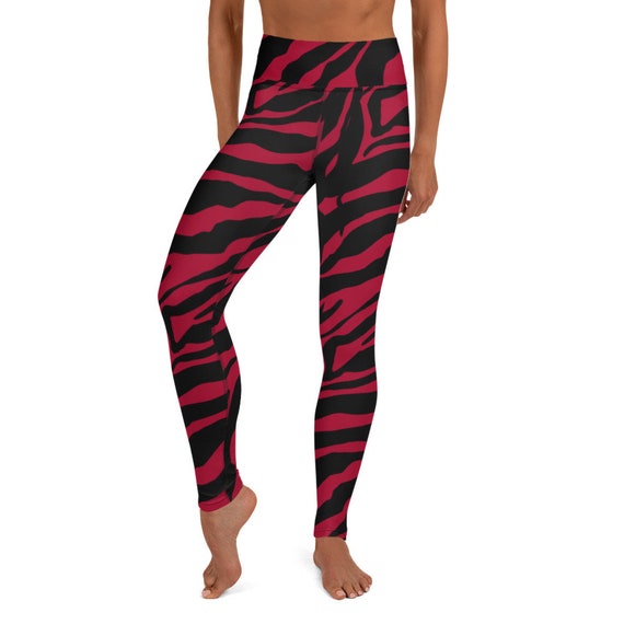 Red and black tiger Yoga Leggings, These leggings are designed for comfort, elasticity and softness. Can be worn as stand-alone garments