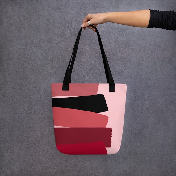 Red and pink Tote bag, gift for her/women, bag for every day use, universal bag, shoulder bag, beach bag