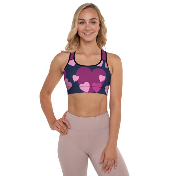 Padded Sports Bra with hart prints