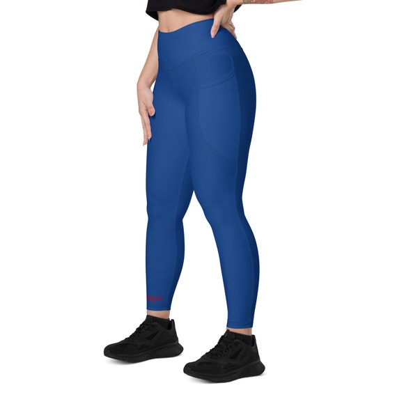 Blue Leggings with pockets, These leggings are designed for comfort, elasticity and softness. Can be worn as stand-alone garments