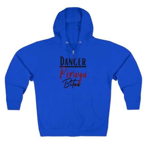 Danger, Piraya bites, Unisex Premium Full Zip Hoodie