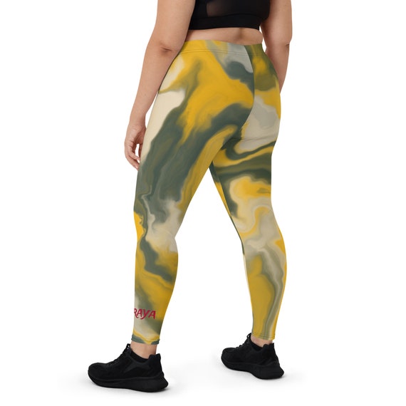 Yellow abstract Leggings, These leggings are designed for comfort, elasticity and softness. Can be worn as stand-alone garments
