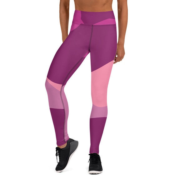 Pink and purple Yoga Leggings, These leggings are designed for comfort, elasticity and softness. Can be worn as stand-alone garments