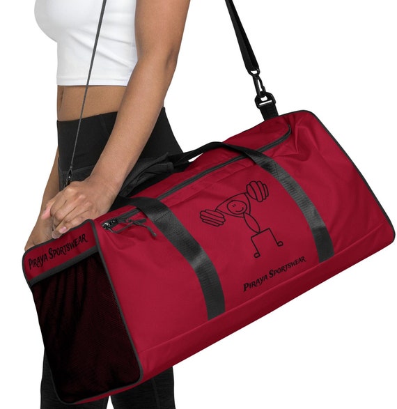 Stickman characters Duffle bag, a large, cylindrical bag, for carrying personal belongings, great for gym or traveling.