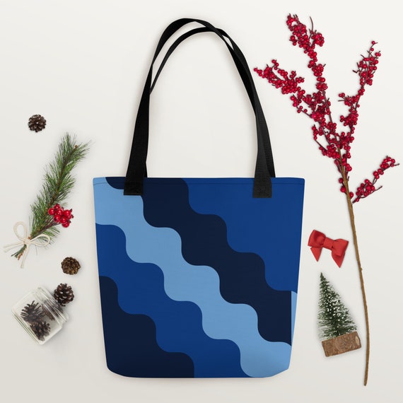 Wavy blue Tote bag, summer gift for her/women, bag for every day use, universal bag, shoulder bag, beach bag