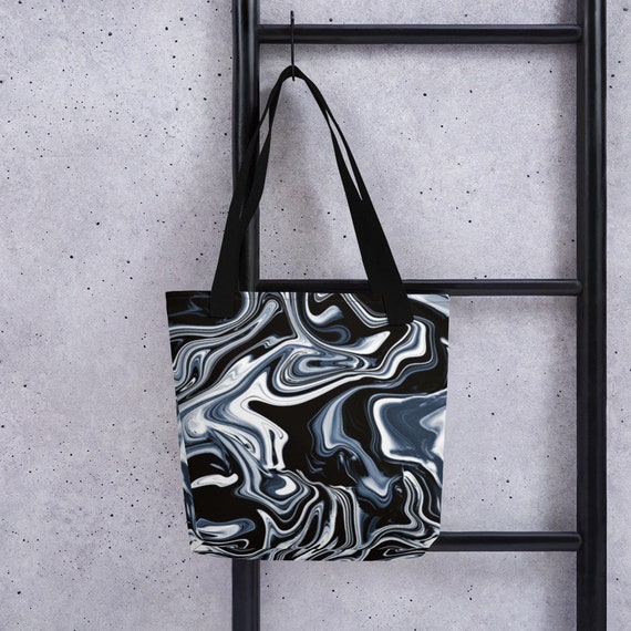 Black and white water print Tote bag, gift for her/women, bag for every day use, universal bag, shoulder bag, beach bag