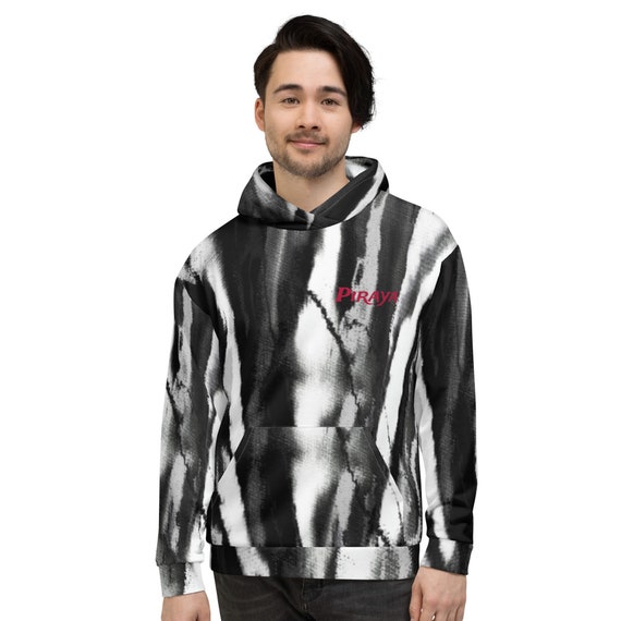 Black and white Unisex Hoodie with no zip, A hoodie is a sweatshirt with a hood
