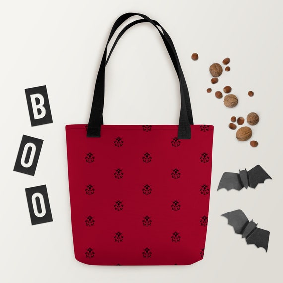Red and black ladybug Tote bag,  summer gift for her/women, bag for every day use, universal bag, shoulder bag, beach bag