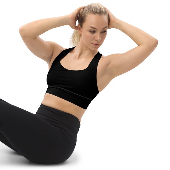Black Longline sports bra, Longline bra can slim your waistline while offering comfort and support.