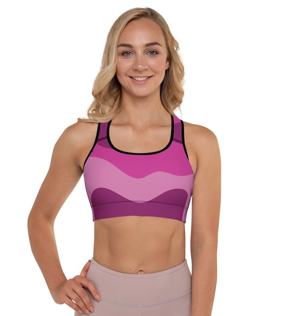 Pink and purple Padded sports bra, Other than toning up on size a padded bra also adds shape to your form