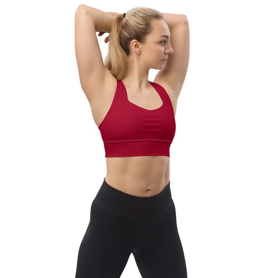 Red Longline sports bra, Longline bra can slim your waistline while offering comfort and support.