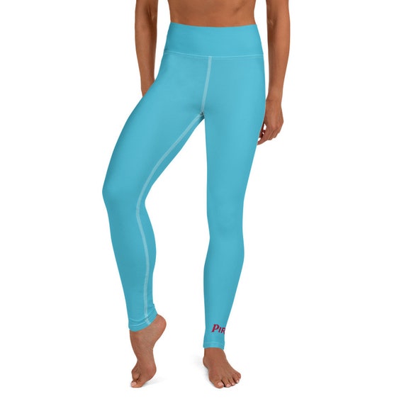 Light blue Yoga Leggings with Piraya print , They are designed for comfort, elasticity and softness. Can be worn as stand-alone garments