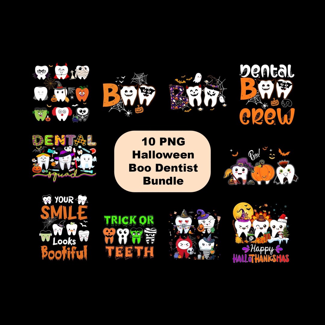 10 PNG Halloween Boo Dentist Bundle Funny Dental Boo Crew Etsy