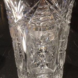 Hand Cut Lead Crystal Star Pinwheel Flower Vase