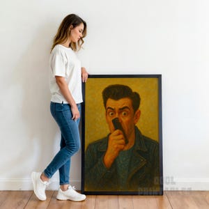 Rolig Greaser-väggkonst | | Utskrivbar i vintagestil | Retro badrumsinredning | Cool inflyttningspresent | Impasto-väggkonst | Utskrivbar Impasto