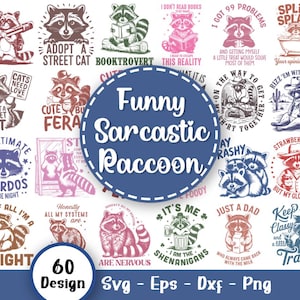 Lustiges sarkastisches Waschbären-Svg-Bundle, lustiges Waschbär-Entwurfs-Svg, trendiges Waschbär-Svg, lustiges Tier, lustiges Trash Panda-Svg, SVG-Dateien für Cricut