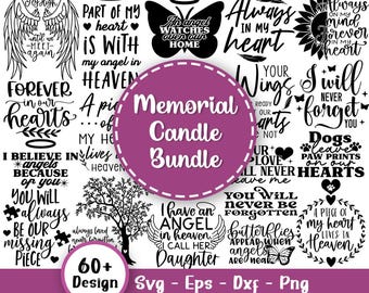 Memorial Candle Svg Bundle, Memorial Quotes Svg, Rest In Peace Svg, Cardinal Svg, Loving Memory Svg, Heaven svg, Svg Files For Cricut