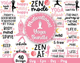 Motivational Yoga Svg Bundle, Meditation Quotes Svg, Spiritual Svg, Yoga Pose Svg, Lotus Flower Svg, Namaste Svg, Svg Files For Cricut