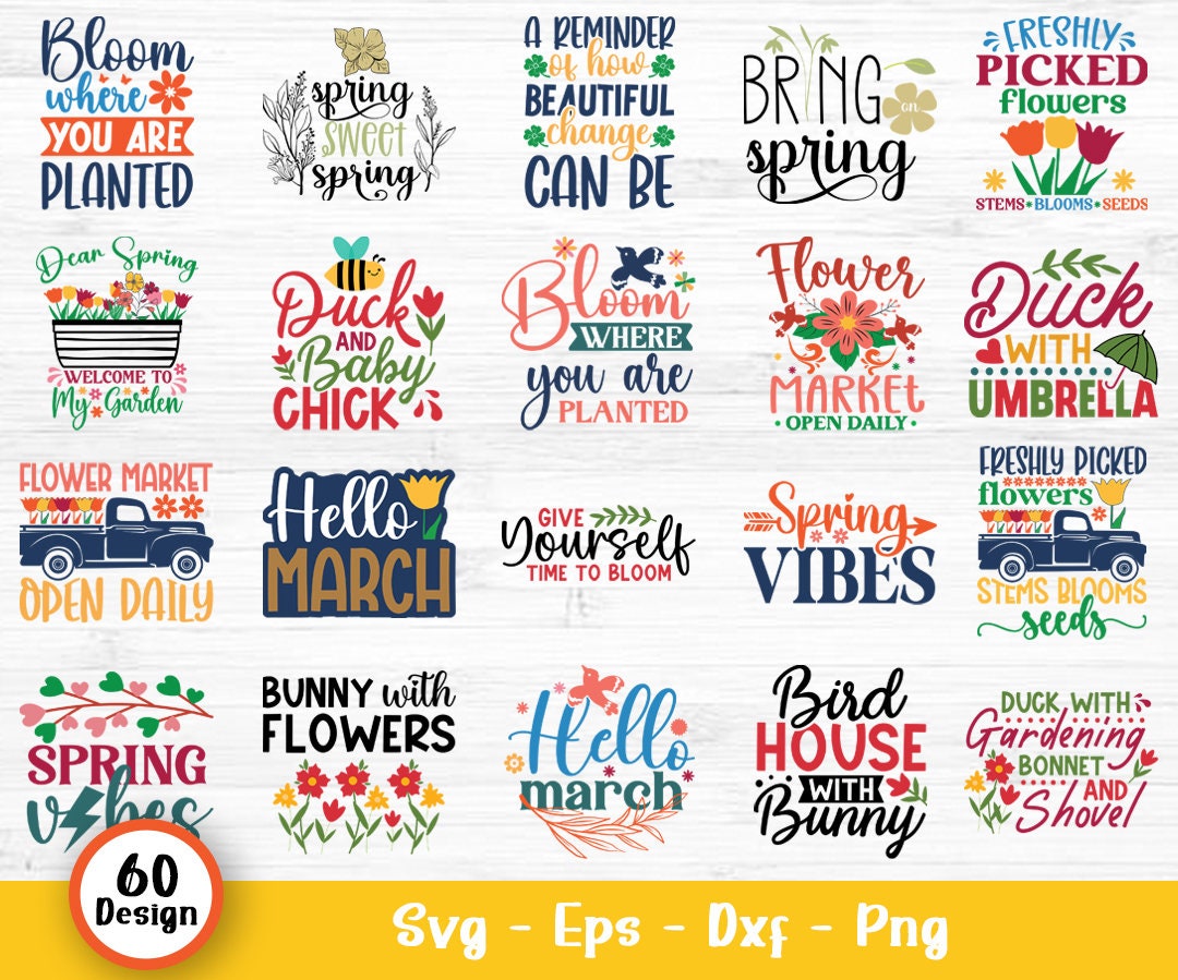 First Day Spring Svg Spring Svg Bundle, Easter Svg, Welcome Spring Svg, Flower Svg, Hello ...