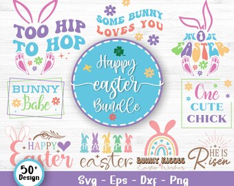 Happy Easter Svg Bundle, Easter Svg, Easter Quotes, Easter Bunny Svg, Easter Egg Svg, Kids Easter Svg, Spring Svg, Svg Files For Cricut