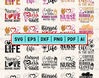 Nurse Svg Bundle, Nurse Quotes Svg, Doctor Svg, Nurse Shirt Svg, Funny Nurse Quote, Nurse Life  Svg, Nurse Gifts, Nurse Cut Files For Cricut