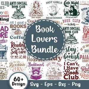 Pacchetto Svg per amanti dei libri, Svg per la lettura, Svg per libri floreali, Pacchetto Svg per libri retrò, Svg per pile di libri, Svg per drago dei libri, File Svg per Cricut