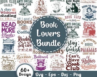 Book Lovers Svg Bundle, Reading SVG, Floral Books Svg, Retro Books Bundle Svg, Pile of Books Svg, Book Dragon Svg, Svg Files For Cricut