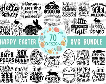 Happy Easter Svg Bundle, Easter Svg, Easter Quotes, Easter Bunny Svg, Easter Egg Svg, Kids Easter Svg, Spring Svg, Svg Files For Cricut