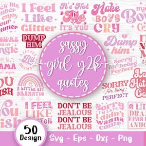 Retro Girl Y2k Svg bundel, Sassy Svg, Girl Power Svg, Girl Boss Svg, motiverende inspirerende Svg, Groovy, Trendy, Svg-bestanden voor Cricut V1