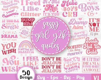 Retro Girl Y2k Svg Bundle, Sassy Svg, Girl Power Svg, Girl Boss Svg, Motivational Inspirational Svg, Groovy, Trendy, Svg Files For Cricut V1