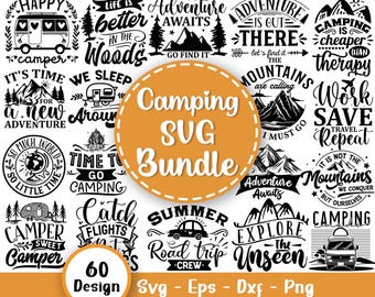 Camping SVG-Bundle, Camp Life svg, Lagersvg, Camper-Svg, Lagerfeuer-Svg, Camp-Spruch-Svg, Happy Camper, Abenteuer-Svg, svg-Dateien für Cricut