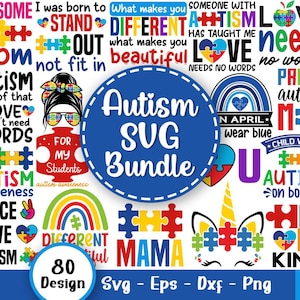 Autisme Svg-bundel, autisme citaat png, Au-Some, autisme bewustzijn png, autisme moeder png, puzzel png, autisme lint png, svg-bestanden voor de Cricut V1