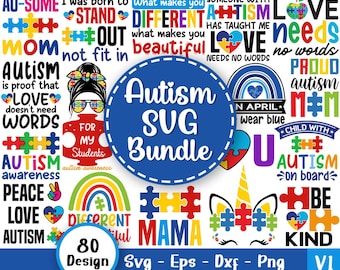 Autism Svg Bundle, Autism Quote Png, Au-Some, Autism Awareness Png, Autism Mom Png, Puzzle Png, Autism Ribbon Png, Svg Files For Cricut V1