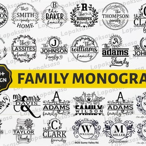Family Name Monogram Svg Bundle, Family Svg, Family Sign Svg, Monogram Svg, Split Monogram Svg, Wedding Monogram svg, Family Name Svg Cricut