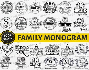 Family Name Monogram Svg Bundle, Family Svg, Family Sign Svg, Monogram Svg, Split Monogram Svg, Wedding Monogram svg, Family Name Svg Cricut