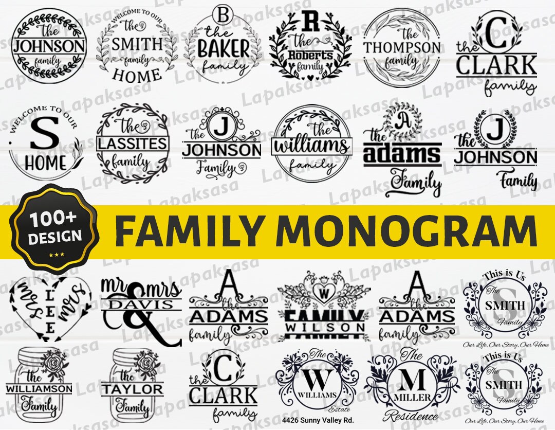 Family Name Monogram Svg Bundle, Family Svg, Family Sign Svg, Monogram ...