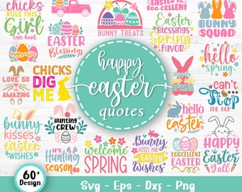 Happy Easter Svg Bundle, Easter Svg, Easter quotes, Easter Bunny Svg, Easter Egg Svg, Kids Easter Svg, Spring Svg, Svg Files For Cricut