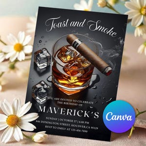 whiskey cigar invite,toasts and smokes,80th birthday,aged to perfection,invitation for men,man invitation,60th birthday,adult invitation,whiskey invitation,30th 40th birthday,mature male invite,surprise men bday,whiskey cigar invite,whiskey theme invite,50th 60th birthday,mature male birthday,surprise birthday,phone invitation,Bourbon Invite,Adult Invite,50th Party Invite,Scotch Party Theme,Man Cave Theme,Classy Party,40th Birthday Man,Whiskey Birthday,60th Milestone,Neon Sign Invite