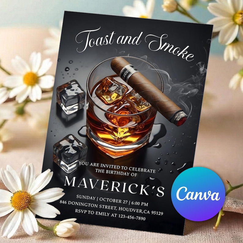 whiskey cigar invite,toasts and smokes,80th birthday,aged to perfection,invitation for men,man invitation,60th birthday,adult invitation,whiskey invitation,30th 40th birthday,mature male invite,surprise men bday,whiskey cigar invite,whiskey theme invite,50th 60th birthday,mature male birthday,surprise birthday,phone invitation,Bourbon Invite,Adult Invite,50th Party Invite,Scotch Party Theme,Man Cave Theme,Classy Party,40th Birthday Man,Whiskey Birthday,60th Milestone,Neon Sign Invite