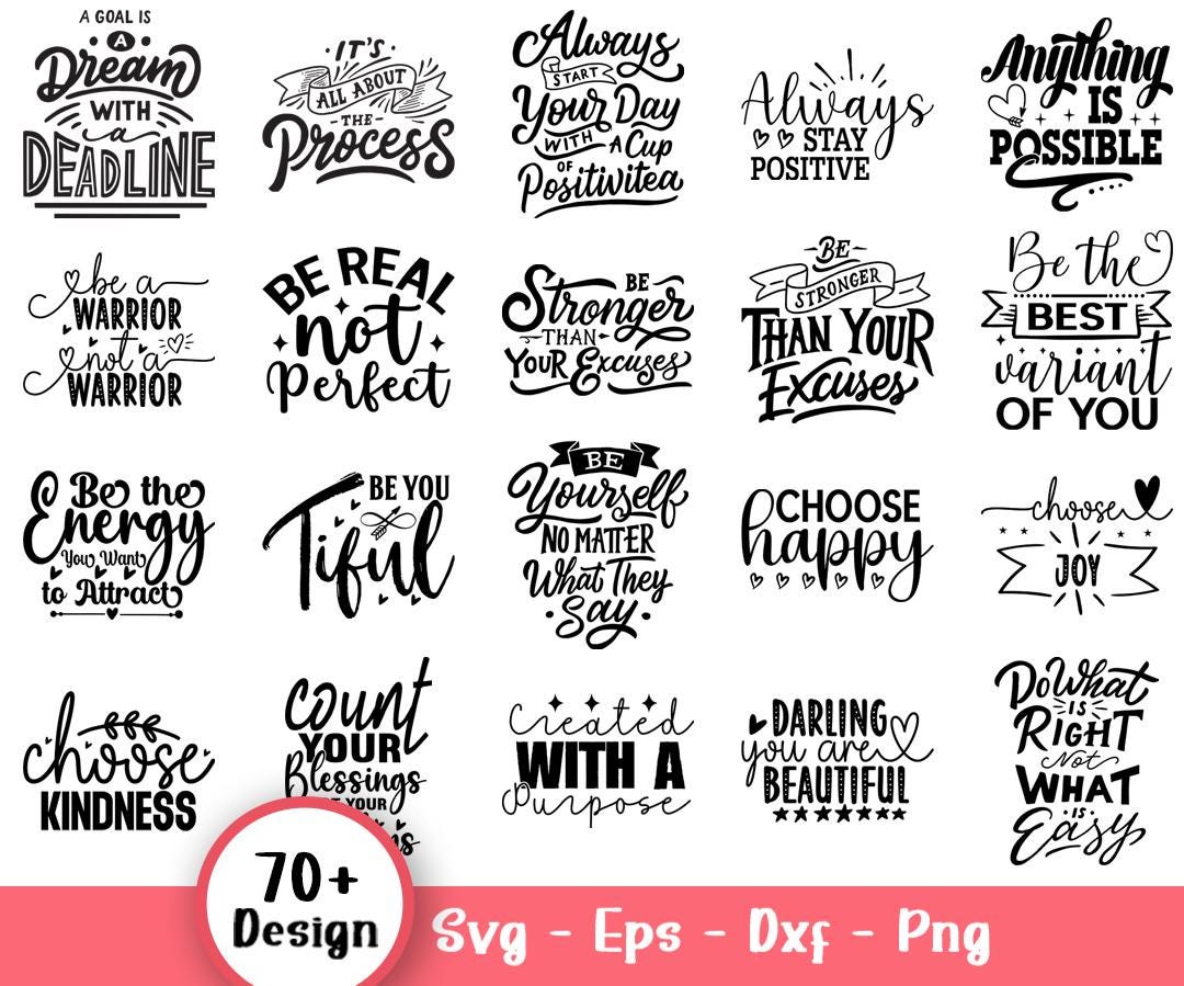 Inspirational Quotes Svg Bundle, Self Love Svg, Mental Health Svg ...